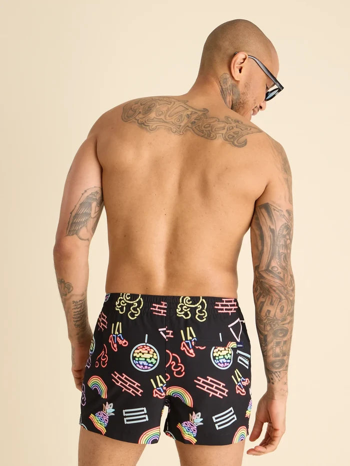 The Neon Pride 4" (Classic Lined Swim Trunks) - Image 2 - Chubbies Shorts