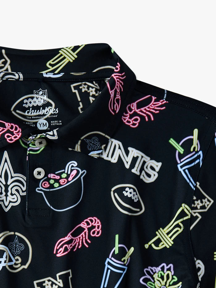 The Neon Saints (NFL Boys Performance Polo) - Image 2 - Chubbies Shorts