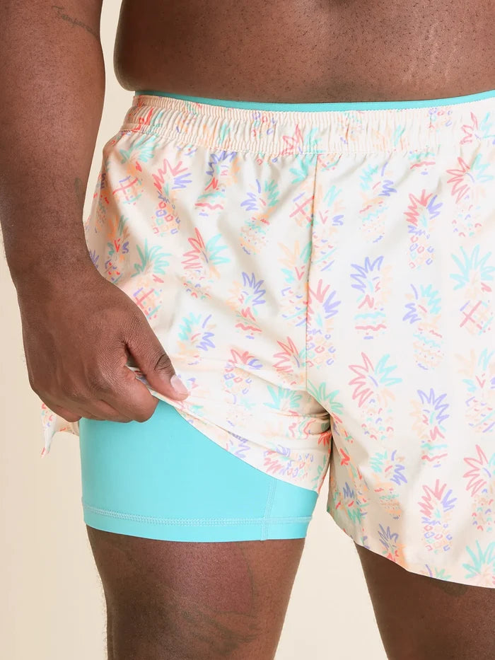 The Pastel Pineapples 5.5" (Ultimate Training Short with Hidden Liner) - Image 2 - Chubbies Shorts