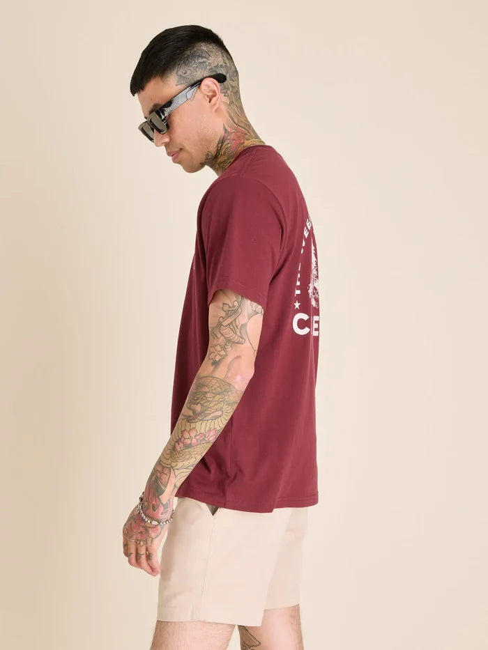 The Rough n' Tumble (Non Pocket Graphic Tee) - Burgundy - Image 3 - Chubbies Shorts