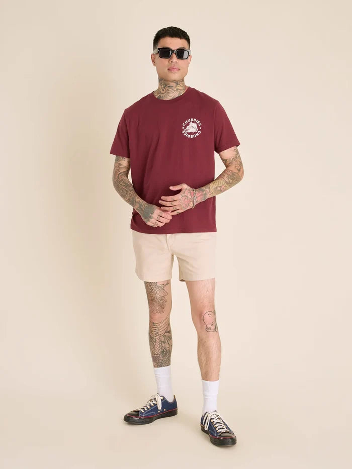 The Rough n' Tumble (Non Pocket Graphic Tee) - Burgundy - Image 4 - Chubbies Shorts