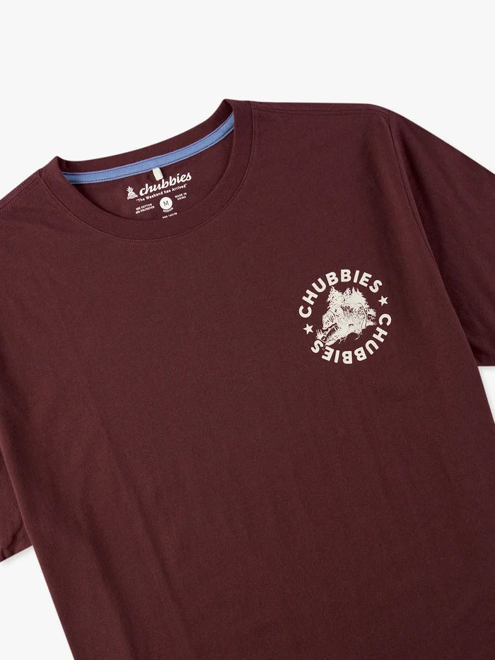 The Rough n' Tumble (Non Pocket Graphic Tee) - Burgundy - Image 3 - Chubbies Shorts