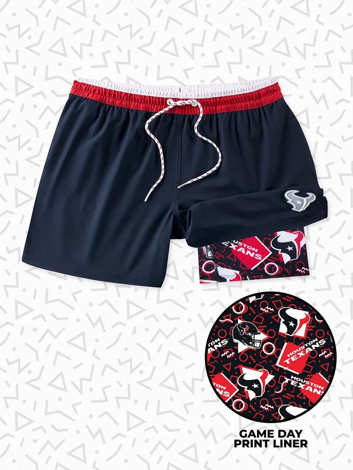 The Secret Texans 5.5" (Classic Lined Swim Trunks) - Image 1 - Chubbies Shorts
