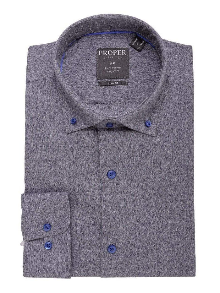 The Suit Depot Mens 100% Cotton Solid Heather Blue Slim Fit Dress Shirt - The Suit Depot