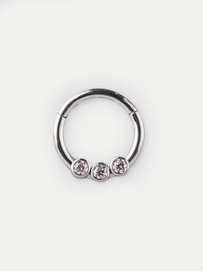 Three Gem Hinged Ring 16G | Clear-Image 1