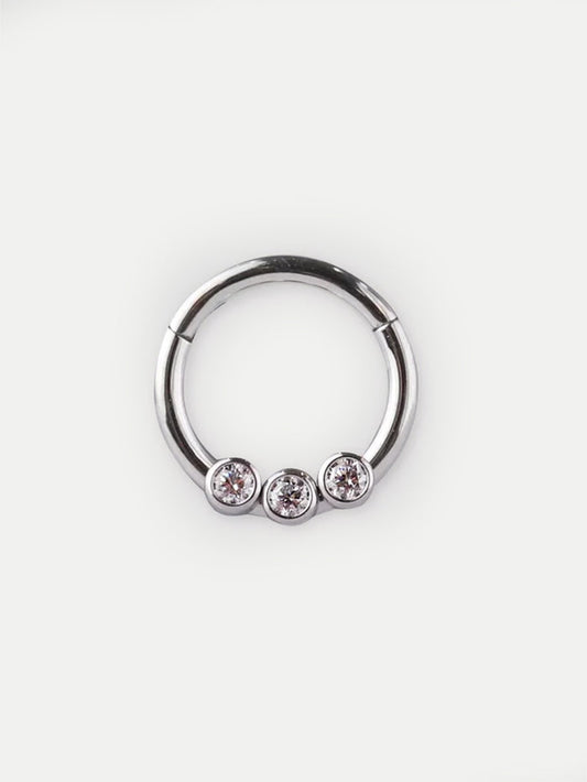 Three Gem Hinged Ring 16G | Clear-Image 1