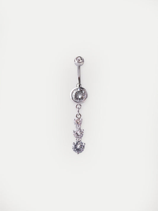 Three Gem Navel Barbell 14G | Clear-Image 1