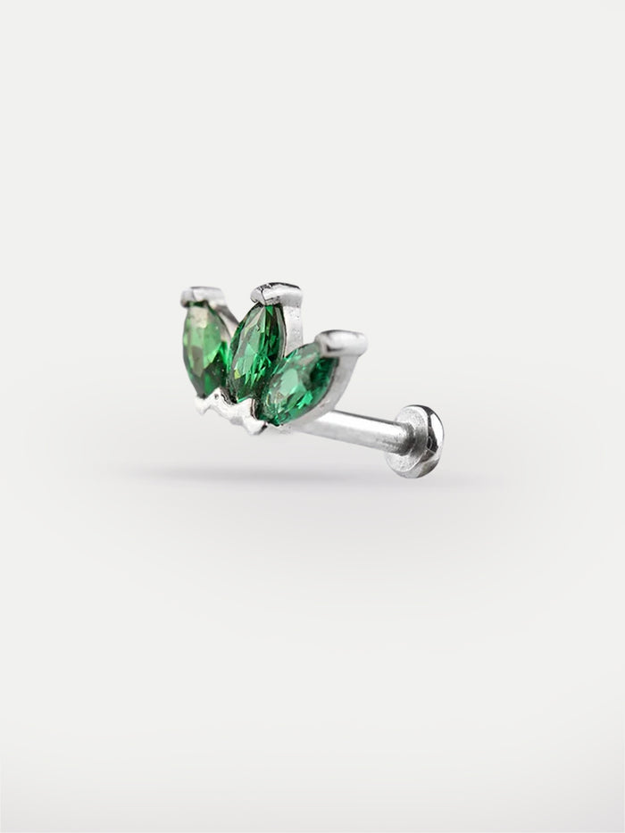 Three Marquise Gem Ear Stud 18G | Green-Image 1