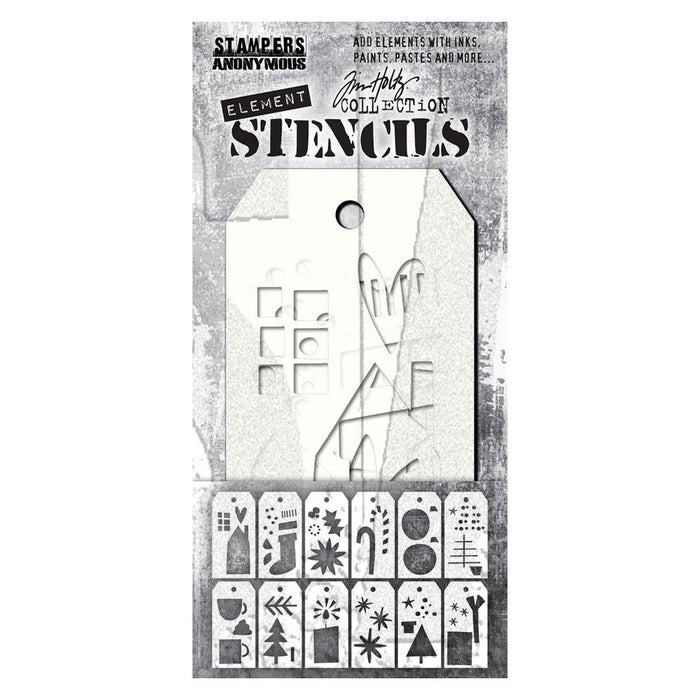 Tim Holtz - Element Stencils - 12 Pack - Festive Art