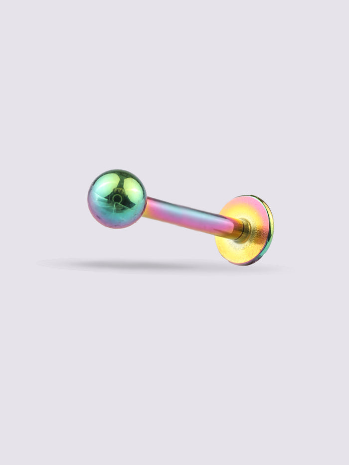 TItanium Plated Flatback Barbell 16G | Rainbow-Image 1