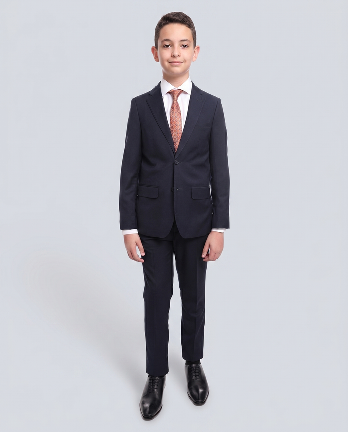 T.O. Boy's Solid Navy Blue Slim Fit Suit - The Suit Depot