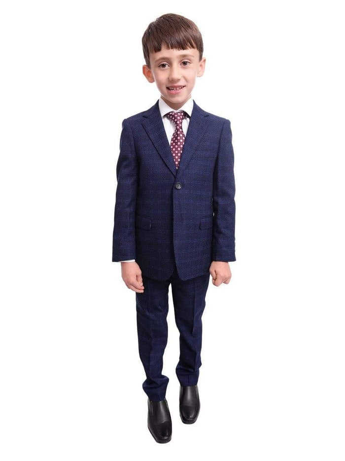T.O. Bestselling Items 4 T.o. Slim Fit Blue Check Two Button Boys Suit