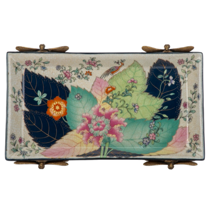 Colorful butterfly-themed box on a white background