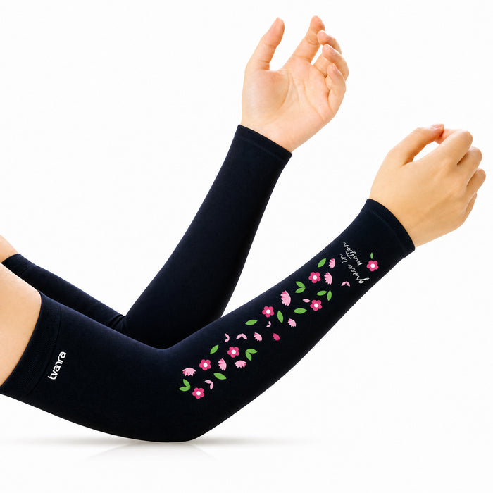 Tvarra Sun Protection Arm Sleeves for Women | Grace In Motion - Black