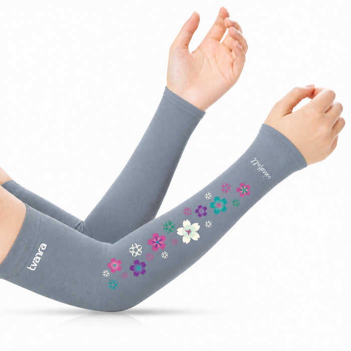 Tvarra UV Protection Arm Sleeves for Women | Windfall - Grey
