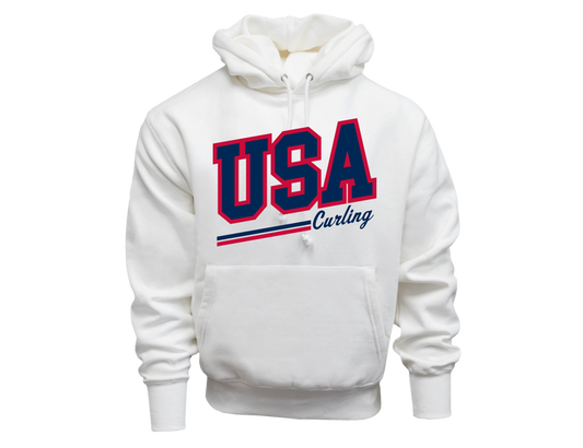 Unisex White Oversized USA Curling Hoodie