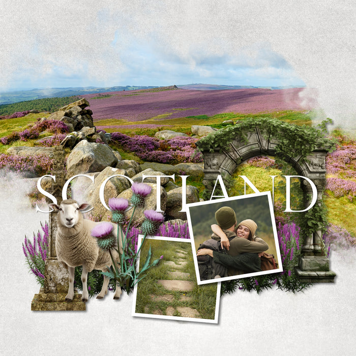 Celebrate the United Kingdom, England, Scotland, Northern Ireland, Wales, and all of Europe with these beautiful scenic masked digital art overlays by Lucky Girl Creative! With transparent edges, these masked photographs blend seamlessly into any background paper and make the perfect backdrop for all travel, vacation, and holiday pages.
