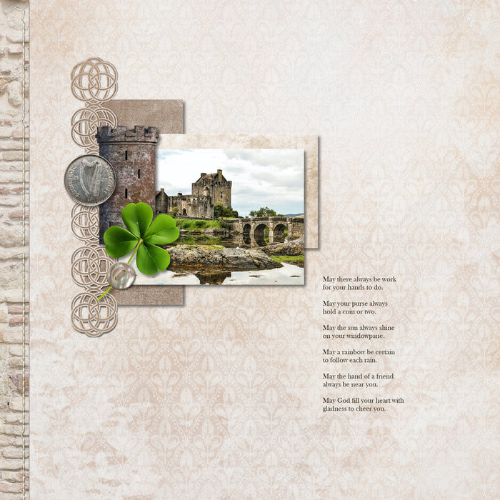 Celebrate the United Kingdom, England, Scotland, Northern Ireland, Wales and all of Europe with these realistic stone digital papers by Lucky Girl Creative. Great for adding that historic vintage and antique look to all your pages including family heritage and genealogy.