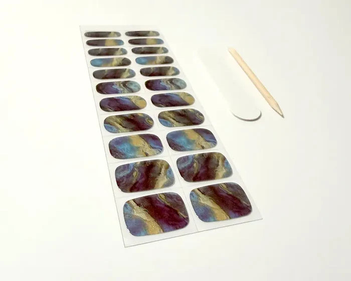 Marble Mood UV-Free gel nail wraps, angled close-up
