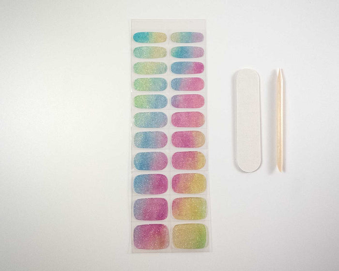 UV-Free Gel Nail Wraps – Rainbow Glitter