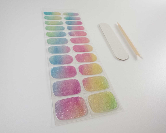 UV-Free Gel Nail Wraps – Rainbow Glitter