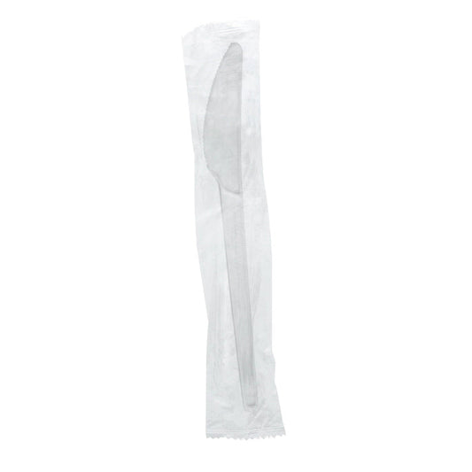 Vegware 6.5in compostable CPLA knife, individual wrap | 1000/cs