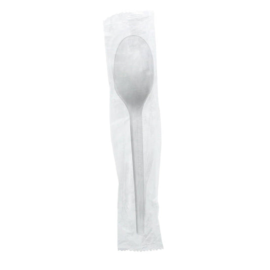 Vegware 6.5in compostable CPLA spoon, individual wrap | 1000/cs