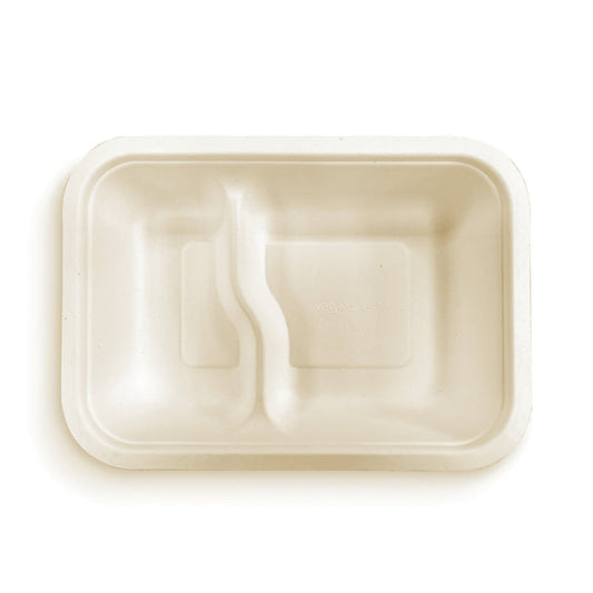 Vegware Nourish Gourmet 2 Compartment Rectangle (V5), Natural Molded Fiber | f5-Series | 600/cs