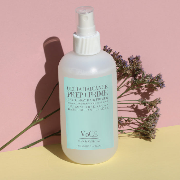 VoCÊ Haircare – Vegan Prep + Prime Blowout Spray | Shine, Style Retention, Heat Protection, Nourishes Hair, Anti-Frizz, Non-Toxic, Cruelty-Free, Vegan Haircare (8.5 oz | 250 ml)