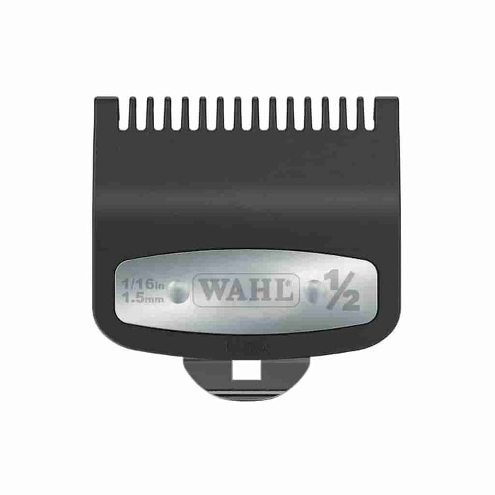 “Wahl premium 1/16 inch half guard with metal retention clip.”