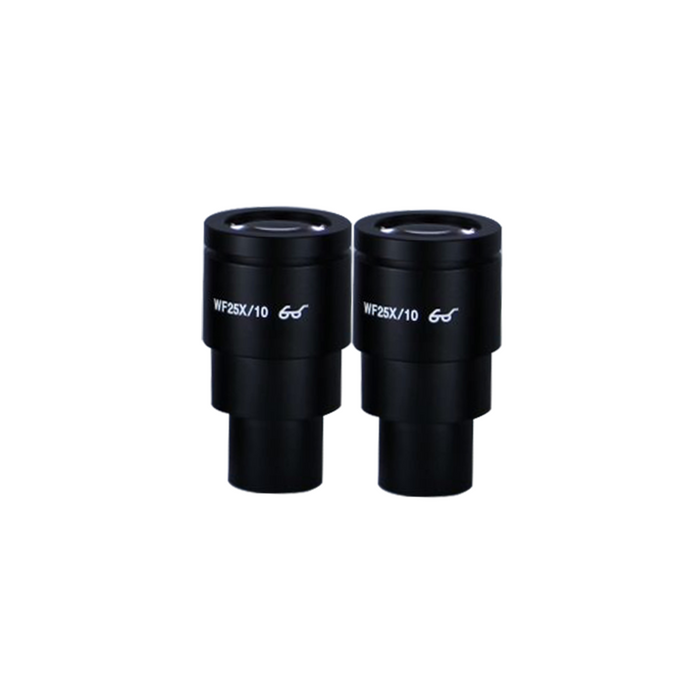 WF 25X Widefield Microscope Eyepieces, High Eyepoint, 30mm, FOV 10mm (Pair), SKU SZ19013711, three quarter front view