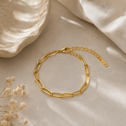 WOLFF JEWELRY -  Mini Chain Charm Bracelet - 18 karat guldbelagt (Vandfast)