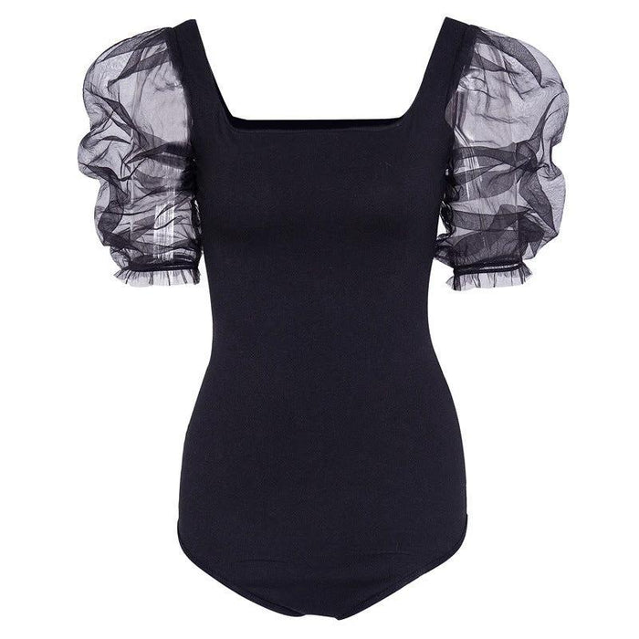 Women's Fashion Mesh Panel Bodysuit Top