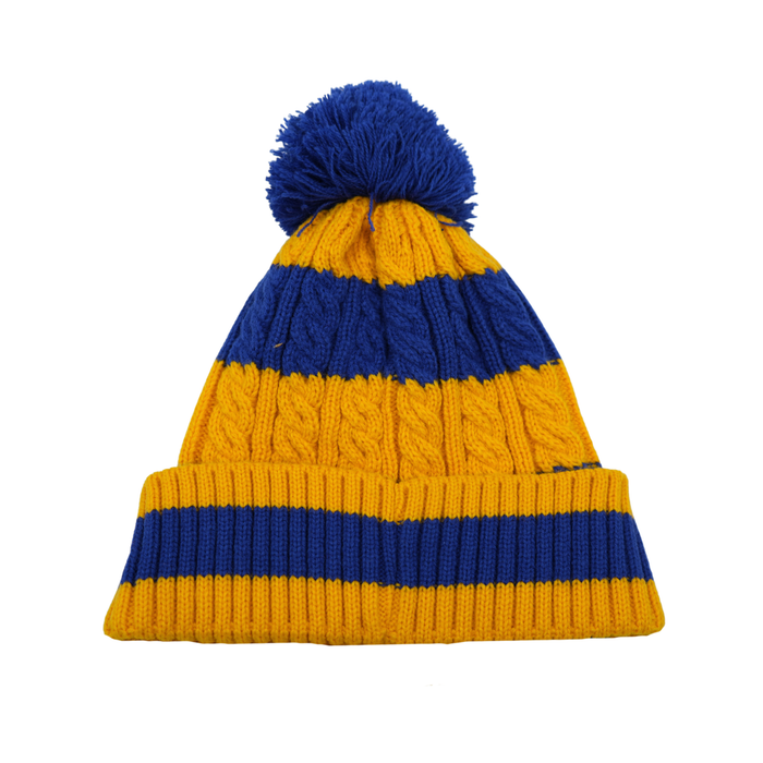 Women's New Era Buffalo Sabres Yellow & Blue Striped Knit Pom