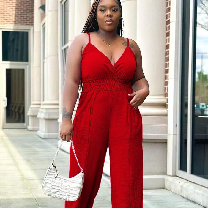 Women's Slip Plus Size Woman Cotton And Linen Jumpsuit