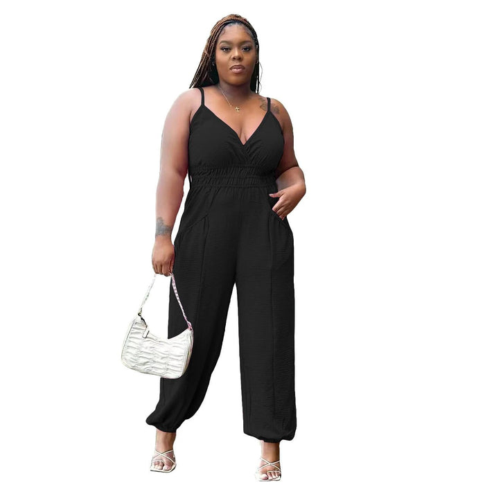 Women's Slip Plus Size Woman Cotton And Linen Jumpsuit