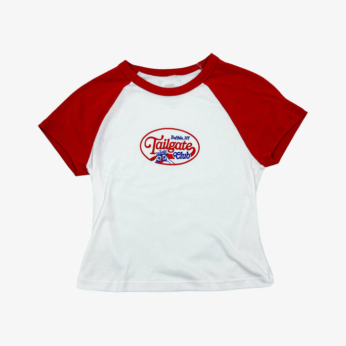 Women's Tailgate Club White and Red Baby Tee