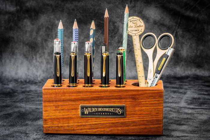 Wood Desk Organizer - Pen Holder - Mahogany