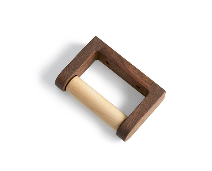Walnut Wood toilet paper holder designed by Makoto Koizumi