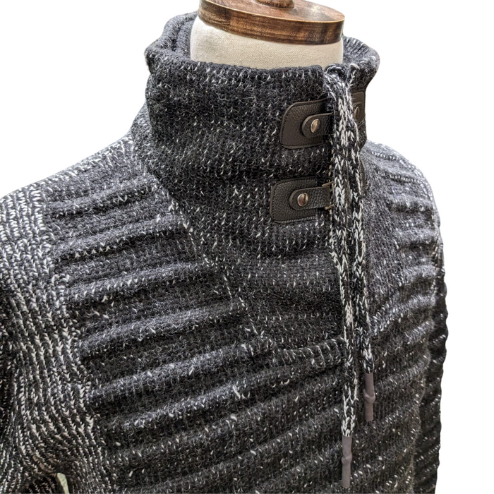 Young Republic Mens Black & White Cotton Blend Funnel Neck Sweater - The Suit Depot