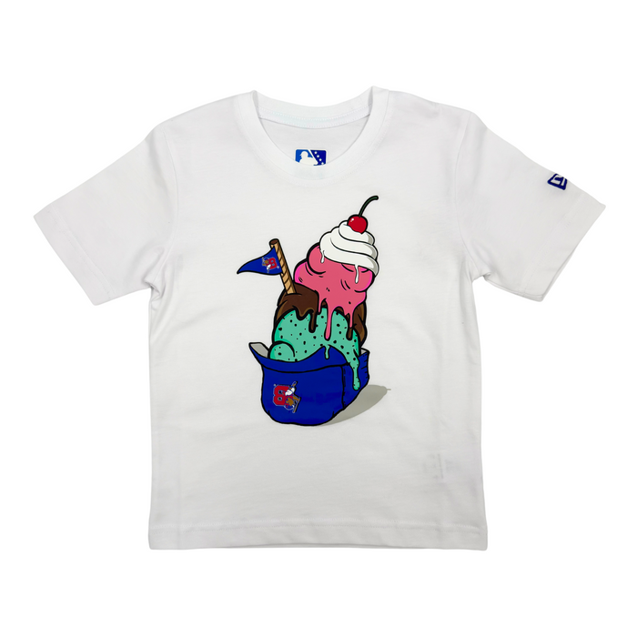 Youth New Era Buffalo Bisons Ice Cream Helmet White T-Shirt