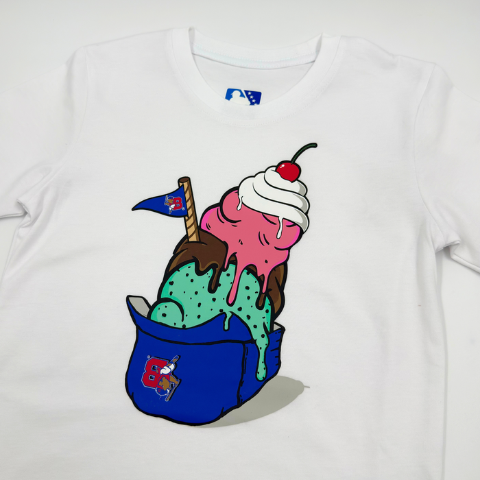 Youth New Era Buffalo Bisons Ice Cream Helmet White T-Shirt