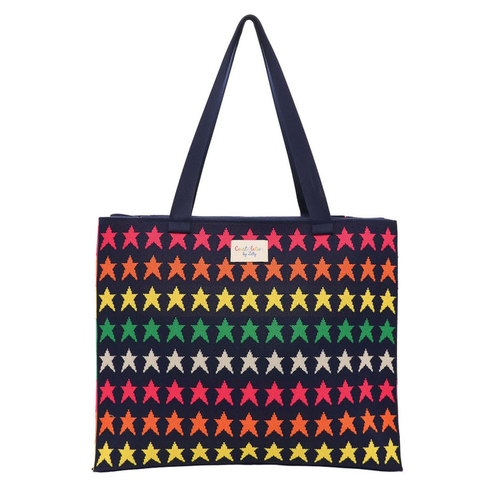 Zelly Woven Navy Stars Large Shopper Bag